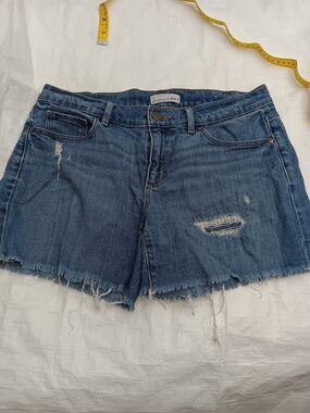 LOFT Distressed Medium Blue Denim Cutoff Shorts